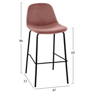 Bar stool pink velvet with metal legs Hm9298,12