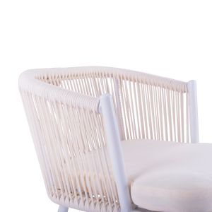 Bar stool with metal frame and ropes, white color Hm5714,03 46x54x101cm