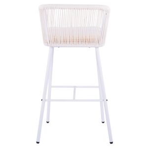Bar stool with metal frame and ropes, white color Hm5714,03 46x54x101cm