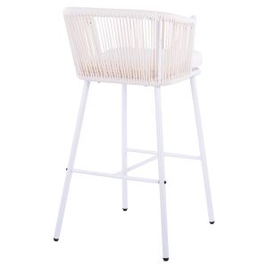 Bar stool with metal frame and ropes, white color Hm5714,03 46x54x101cm
