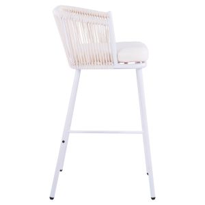 Bar stool with metal frame and ropes, white color Hm5714,03 46x54x101cm
