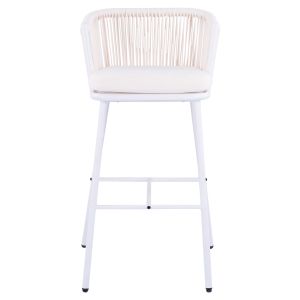 Bar stool with metal frame and ropes, white color Hm5714,03 46x54x101cm