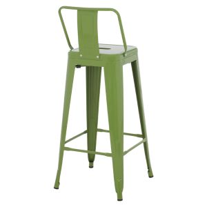 Bar stool with rounded seat Melita-pro Relix Hm98643.53 metal in light olive green 42x42x100hcm.