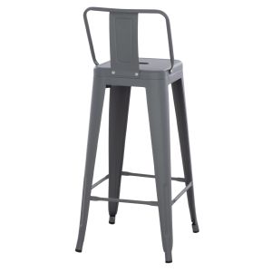 Bar stool with backrest Melita-pro Relix Hm8643.50 metal in gray 42x42x100hcm.