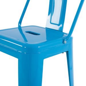 Bar chair with backrest Melita-pro Relix Hm8643.48 metal in blue 42x42x100hcm.