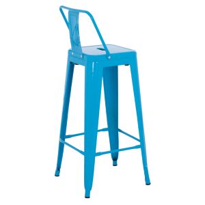 Bar chair with backrest Melita-pro Relix Hm8643.48 metal in blue 42x42x100hcm.