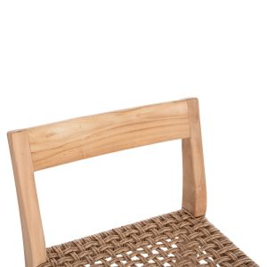 Бар стол с облегалка Plered Hm6129 тиково дърво и виро въже 40x45x100hcm.