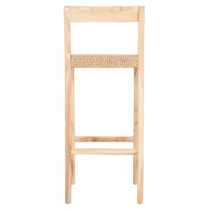 Бар стол с облегалка Plered Hm6129 тиково дърво и виро въже 40x45x100hcm.