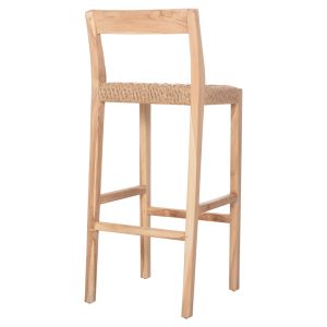 Бар стол с облегалка Plered Hm6129 тиково дърво и виро въже 40x45x100hcm.