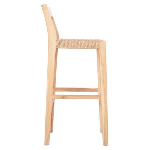 Бар стол с облегалка Plered Hm6129 тиково дърво и виро въже 40x45x100hcm.