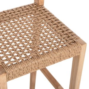 Бар стол с облегалка Plered Hm6129 тиково дърво и виро въже 40x45x100hcm.