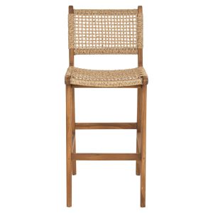Bar stool with backrest Telly Hm9788 made of solid teak wood 45x57x110hcm