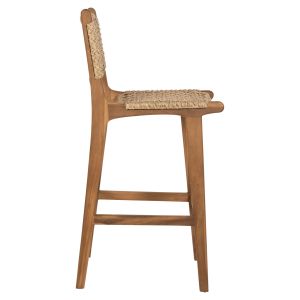 Bar stool with backrest Telly Hm9788 made of solid teak wood 45x57x110hcm
