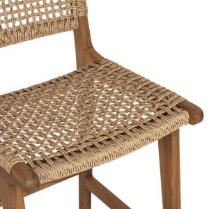 Bar stool with backrest Telly Hm9788 made of solid teak wood 45x57x110hcm