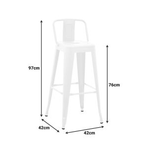 Bar stool with backrest Utopia, white, matte metal, 42x42x97 cm