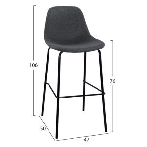 Bar stool with black metal stand 47x50x106cm Hm8579.10