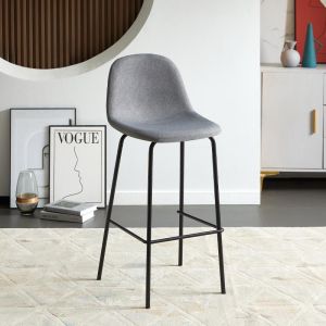 Bar stool gray textile with metal frame 49x45x105cm