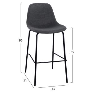 Bar stool gray fabric with metal legs Hm9298,10