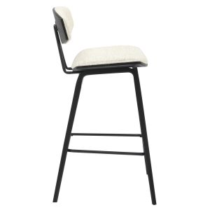 Bar stool medium height Inover .02 metal and plywood-ecru fabric 50.5x49x90hcm Hm9984