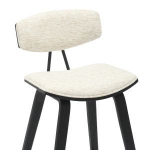 Bar stool medium height Inover .02 metal and plywood-ecru fabric 50.5x49x90hcm Hm9984