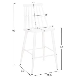 Бар стол среден височин Vanessa полипропилен и метал-бял 45,5x46x97hcm Hm9300