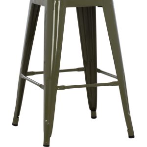 Bar stool medium height Melita-pro Relix Hm8573.43 metal in dark olive green 43x43x67hcm.