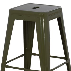 Bar stool medium height Melita-pro Relix Hm8573.43 metal in dark olive green 43x43x67hcm.