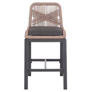 Bar stool medium height Howard Hm5791.21 aluminum in anthracite -- rope in beige 47.5x55x94.5in cm.