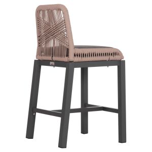 Bar stool medium height Howard Hm5791.21 aluminum in anthracite -- rope in beige 47.5x55x94.5in cm.