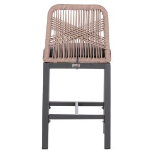 Bar stool medium height Howard Hm5791.21 aluminum in anthracite -- rope in beige 47.5x55x94.5in cm.