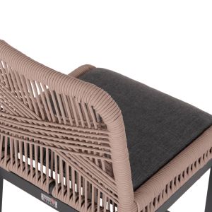 Bar stool medium height Howard Hm5791.21 aluminum in anthracite -- rope in beige 47.5x55x94.5in cm.