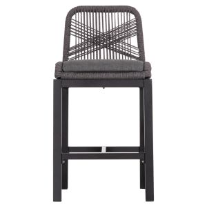 Bar stool medium height Howard Hm5791.23 aluminum in black - dark gray rope 47.5x55x94.5cm.