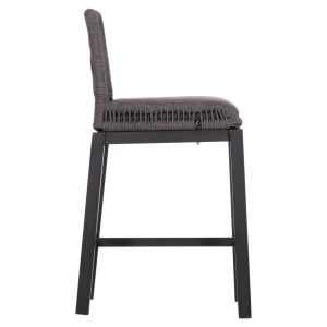 Bar stool medium height Howard Hm5791.23 aluminum in black - dark gray rope 47.5x55x94.5cm.