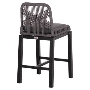 Bar stool medium height Howard Hm5791.23 aluminum in black - dark gray rope 47.5x55x94.5cm.