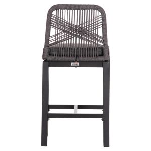 Bar stool medium height Howard Hm5791.23 aluminum in black - dark gray rope 47.5x55x94.5cm.