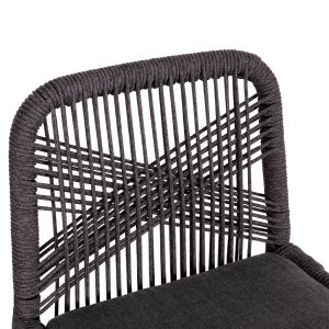 Bar stool medium height Howard Hm5791.23 aluminum in black - dark gray rope 47.5x55x94.5cm.