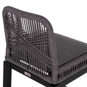 Bar stool medium height Howard Hm5791.23 aluminum in black - dark gray rope 47.5x55x94.5cm.