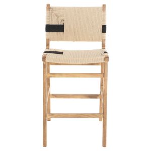 Bar stool medium height rubber wood natural color rustic 45x46x95hcm Hm9325,01