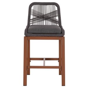Howard Hm5791.22 medium height bar stool, aluminum in brown - dark gray rope 47.5x55x94.5hcm.