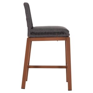 Howard Hm5791.22 medium height bar stool, aluminum in brown - dark gray rope 47.5x55x94.5hcm.