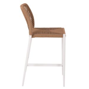 Bar stool with medium height, white aluminum with artificial rattan, beige, 46x58x95cm Hm5920,01