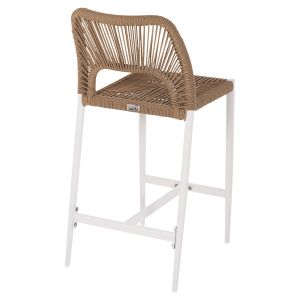 Bar stool with medium height, white aluminum with artificial rattan, beige, 46x58x95cm Hm5920,01