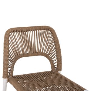 Bar stool with medium height, white aluminum with artificial rattan, beige, 46x58x95cm Hm5920,01