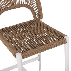 Bar stool with medium height, white aluminum with artificial rattan, beige, 46x58x95cm Hm5920,01