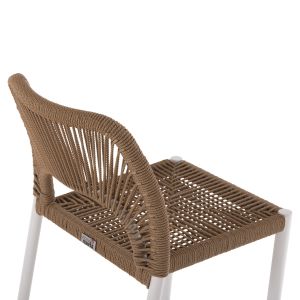 Bar stool with medium height, white aluminum with artificial rattan, beige, 46x58x95cm Hm5920,01
