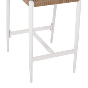 Bar stool with medium height, white aluminum with artificial rattan, beige, 46x58x95cm Hm5920,01