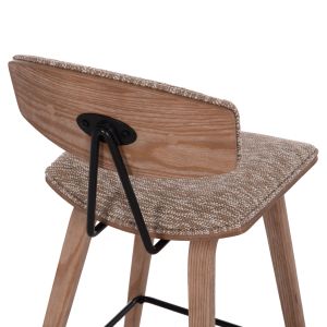 Bar stool with medium height, above HM9984.01, plywood in white - brown fabric, 50x48x90 cm.