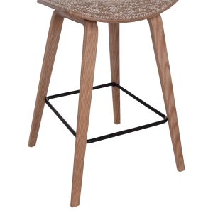 Bar stool with medium height, above HM9984.01, plywood in white - brown fabric, 50x48x90 cm.