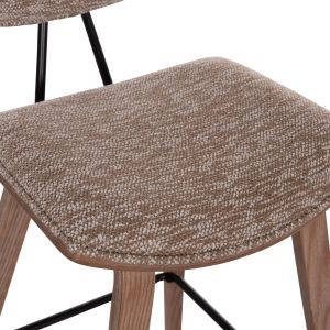 Bar stool with medium height, above HM9984.01, plywood in white - brown fabric, 50x48x90 cm.
