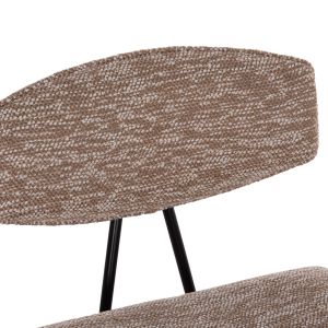 Bar stool with medium height, above HM9984.01, plywood in white - brown fabric, 50x48x90 cm.
